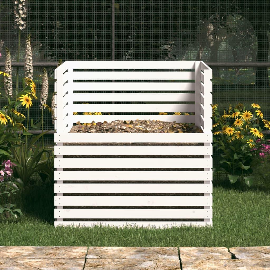 komposta kaste, balta, 100x100x102 cm, priedes masīvkoks - amshop.lv