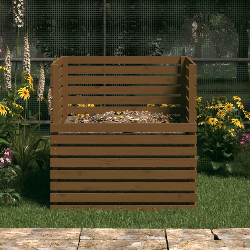 komposta kaste, medus brūna, 100x100x102 cm, priedes masīvkoks - amshop.lv