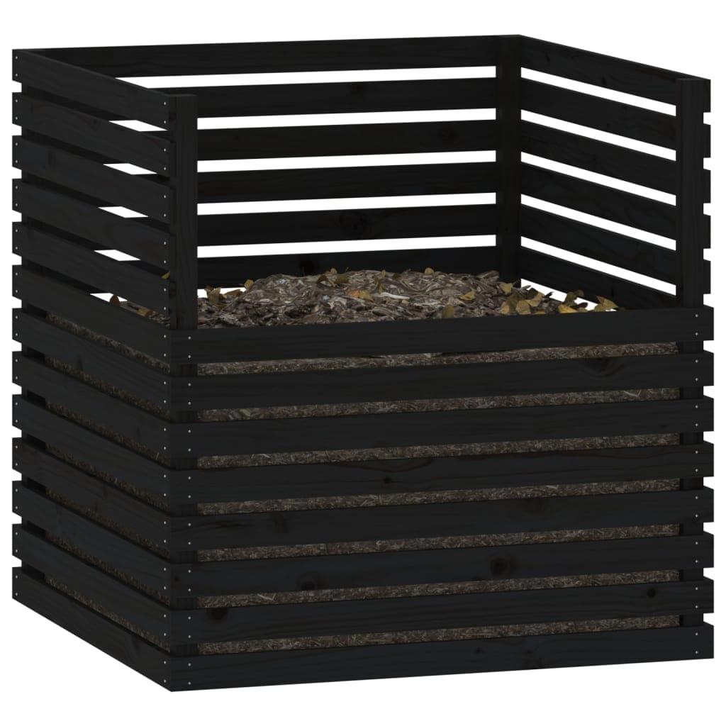 komposta kaste, melns, 100x100x102 cm, priedes masīvkoks - amshop.lv