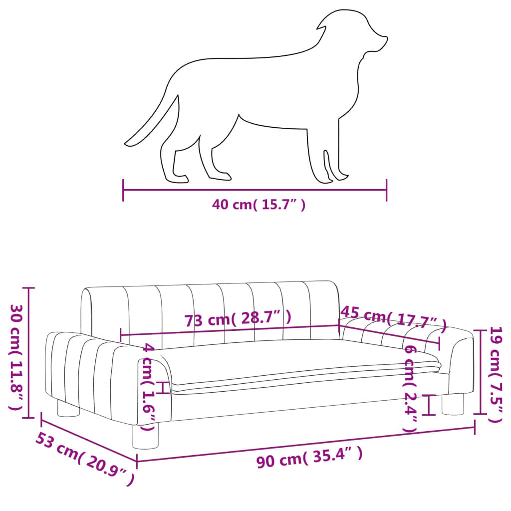 gulta suņiem, tumši pelēka, 90x53x30 cm, audums