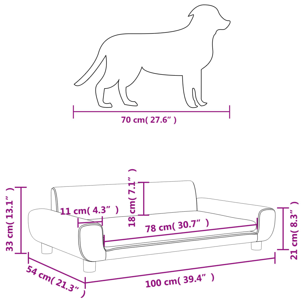 gulta suņiem, gaiši pelēka, 100x54x33 cm, samts