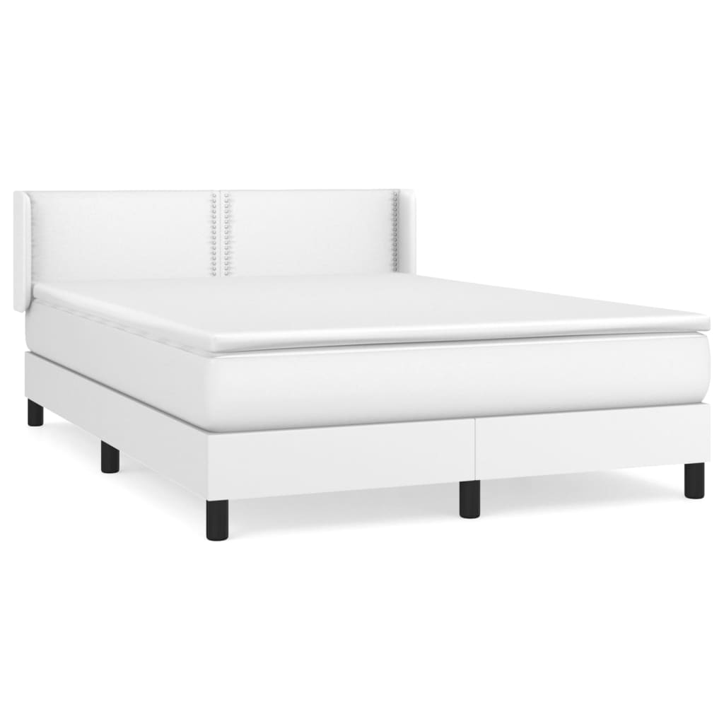 atsperu gulta ar matraci, balta, 140x200 cm, mākslīgā āda