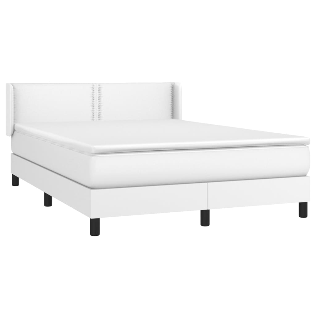 atsperu gulta ar matraci, balta, 140x200 cm, mākslīgā āda