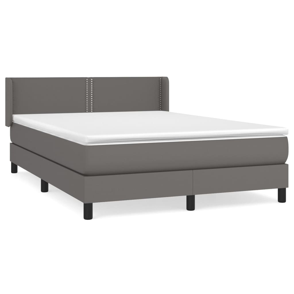atsperu gulta ar matraci, pelēka, 140x200 cm, mākslīgā āda