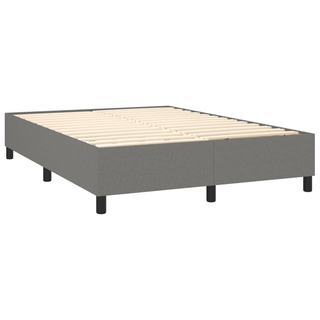 atsperu gulta ar matraci, tumši pelēka, 140x200 cm, audums