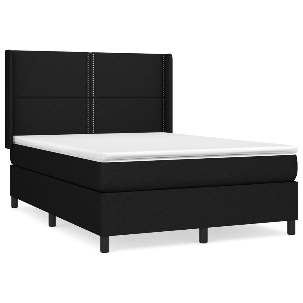 atsperu gulta ar matraci, melna, 140x200 cm, audums