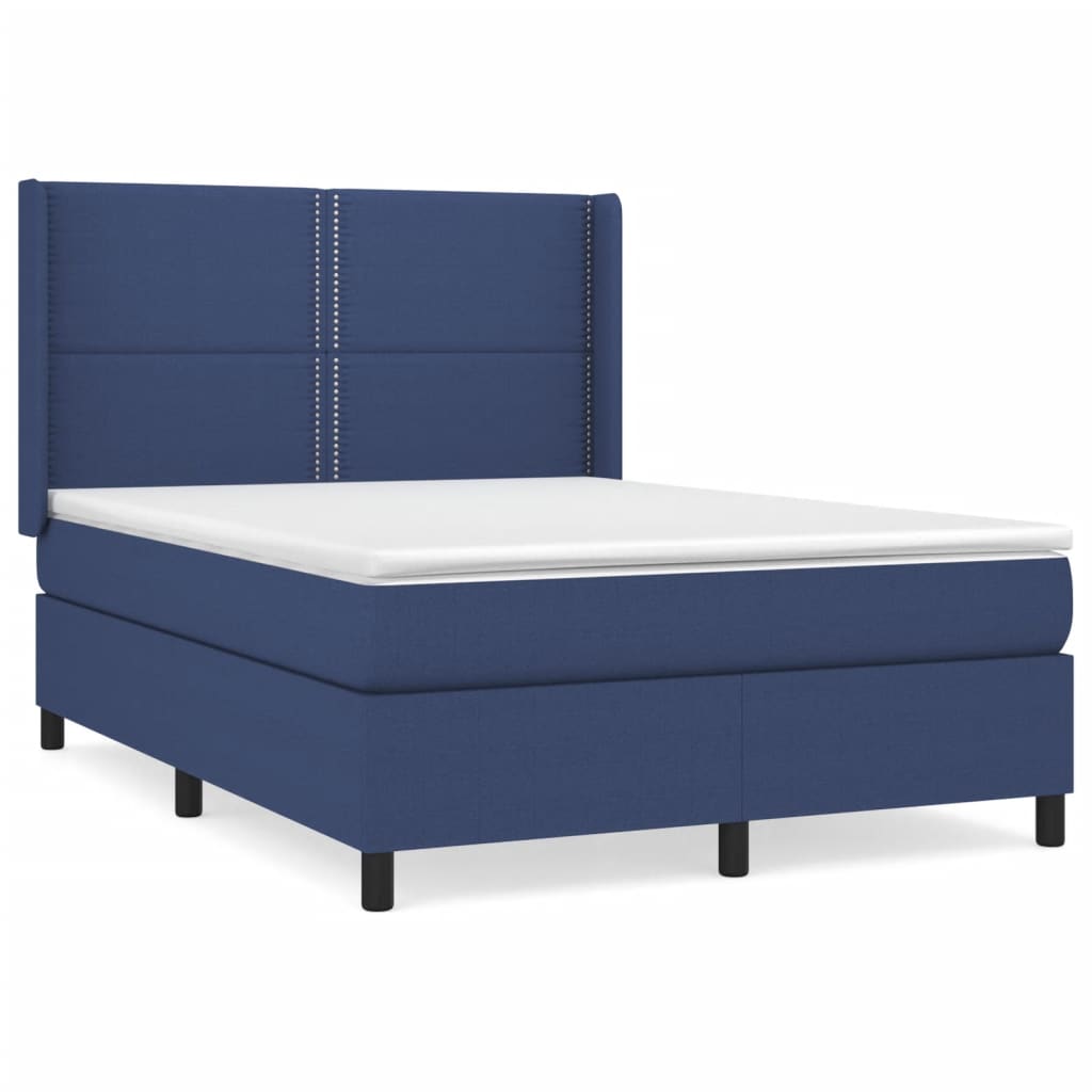 atsperu gulta ar matraci, zils, 140x200 cm, audums