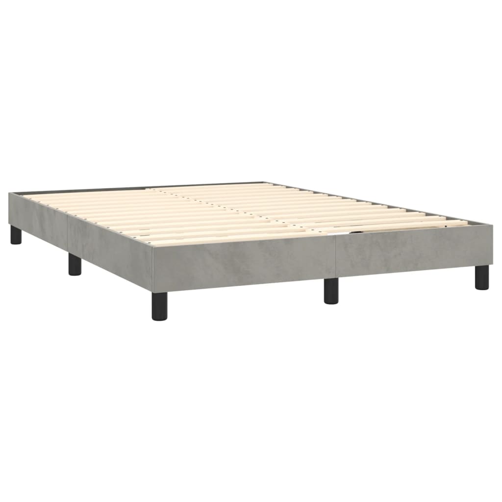 atsperu gulta ar matraci, gaiši pelēka samts, 140x190 cm
