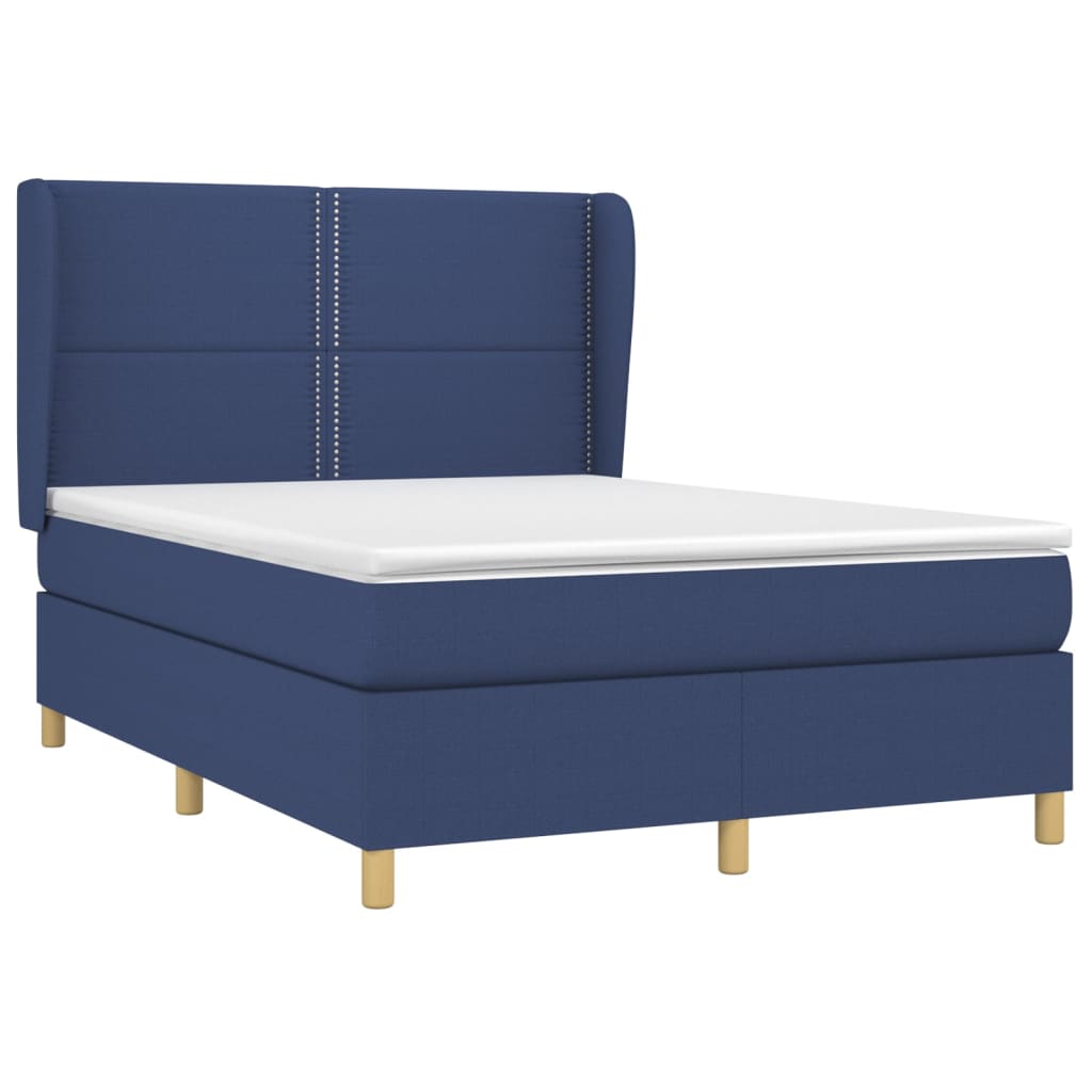 atsperu gulta ar matraci, zils audums, 140x190 cm