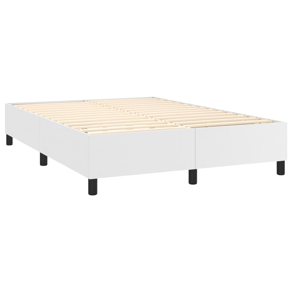 atsperu gulta ar matraci, balta, 140x190 cm, mākslīgā āda