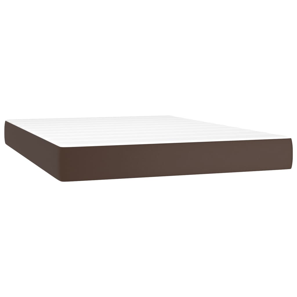 atsperu gulta ar matraci, brūna, 140x190 cm, mākslīgā āda