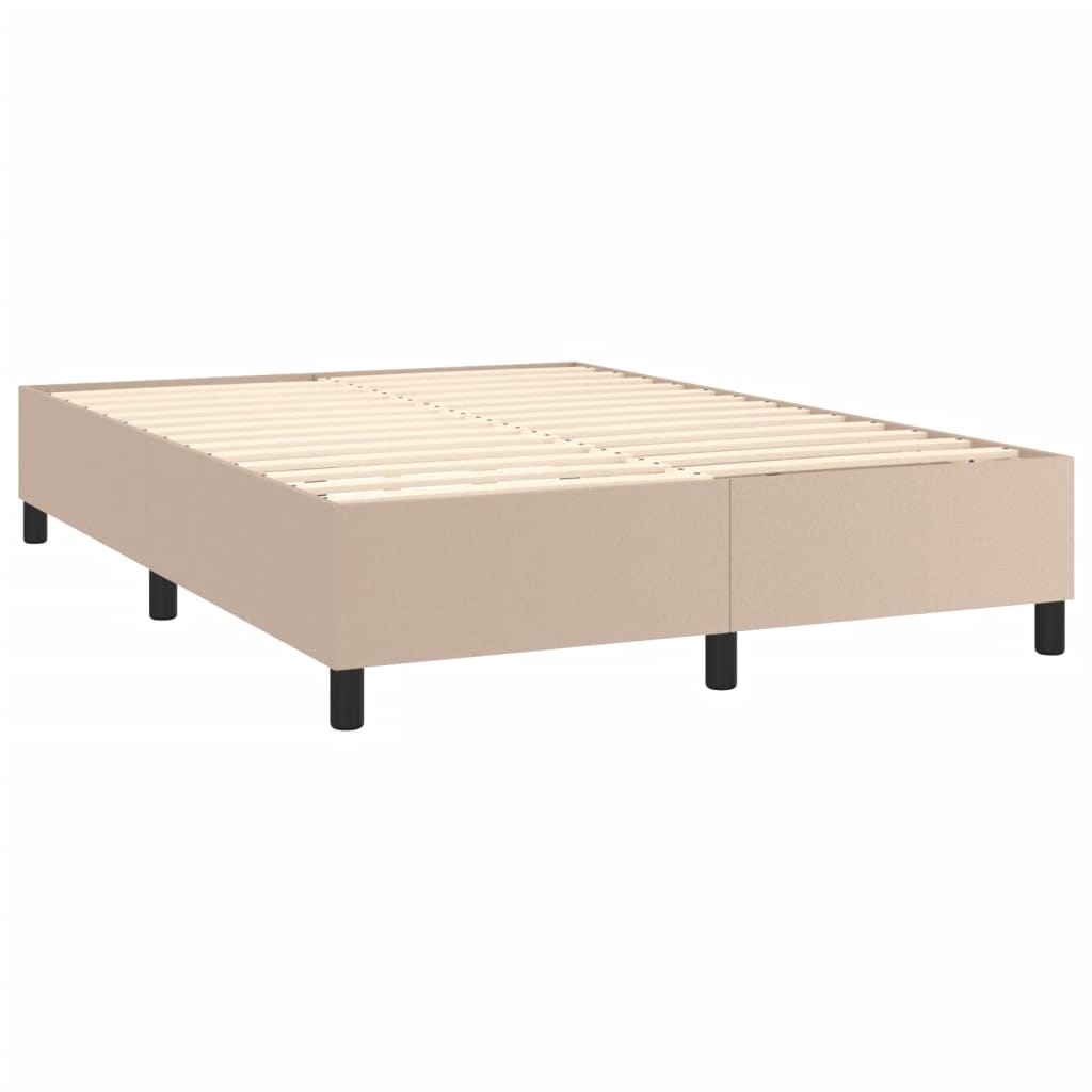 atsperu gulta ar matraci, kapučīno, 140x190 cm, mākslīgā āda