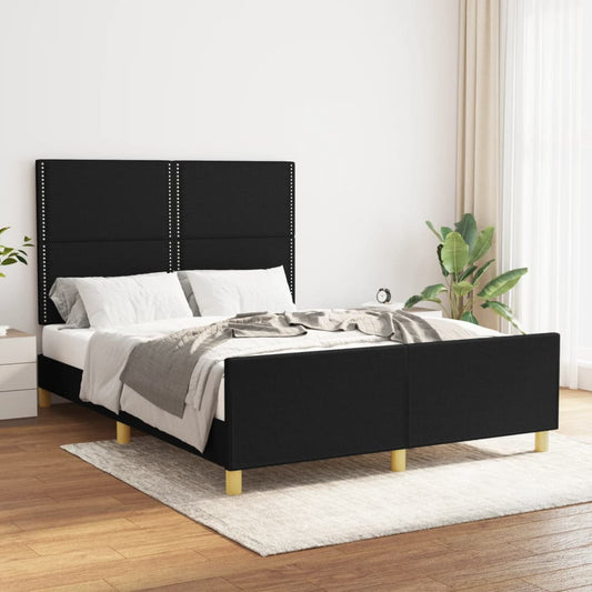 bed frame with headboard, black, 140x190 cm, fabric