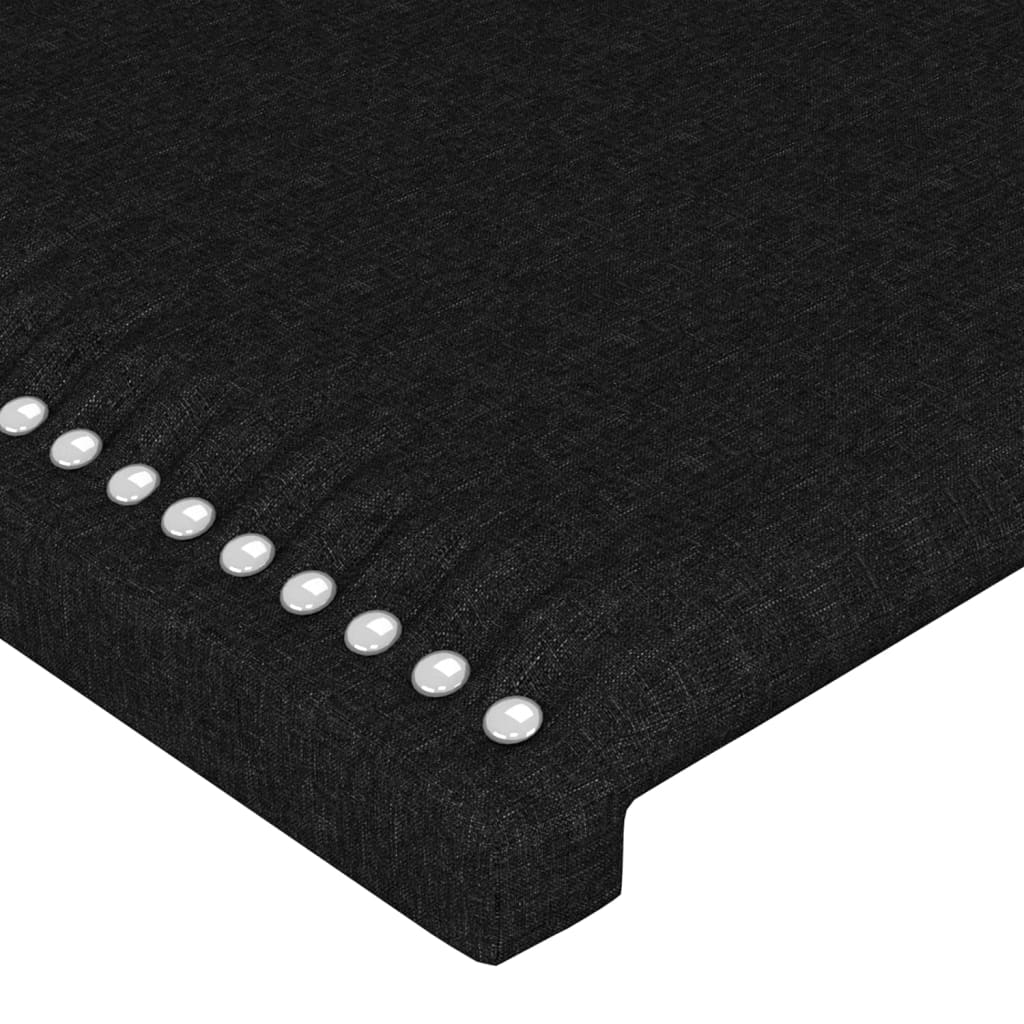 каркас кровати с изголовьем, черный, 200x200 см, ткань