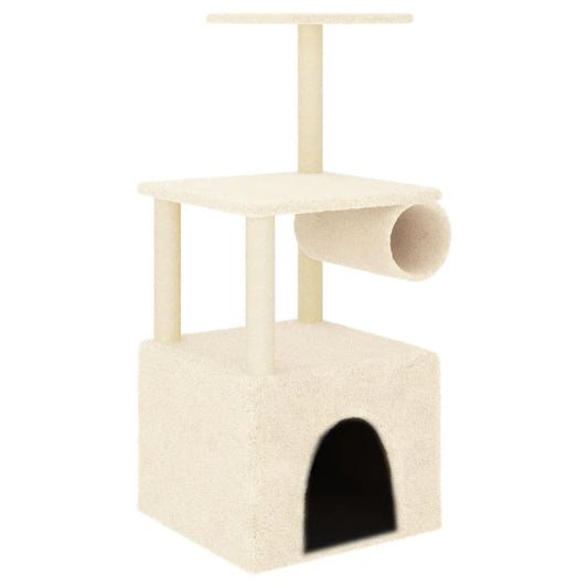 kaķu māja ar sizala stabiem, 109,5 cm, krēmkrāsas