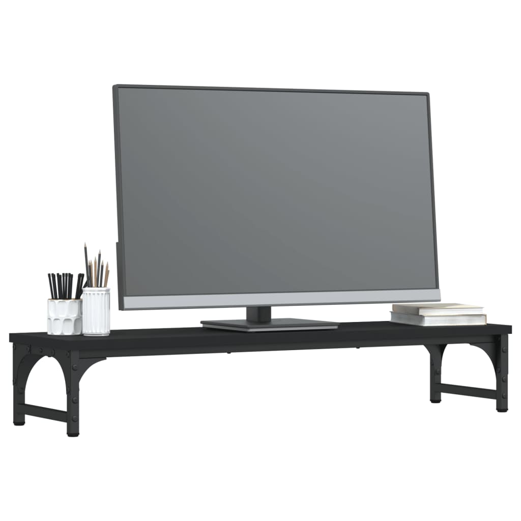 monitora paliktnis, melns, 85x23x15,5 cm, inženierijas koks