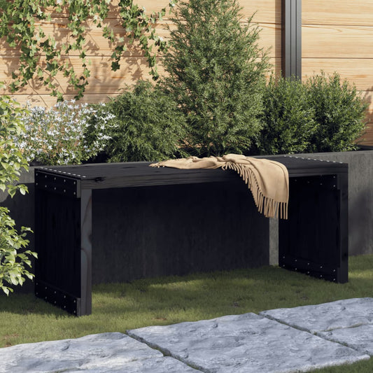 dārza sols, pagarināms, melns, 82,5x35x45 cm, priedes masīvkoks