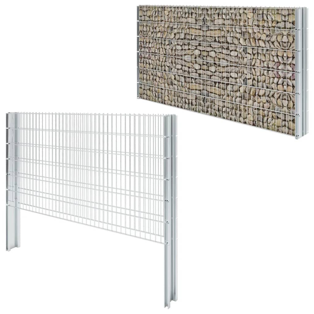 garden fence posts, 10 pcs., silver, 180 cm, galvanized steel