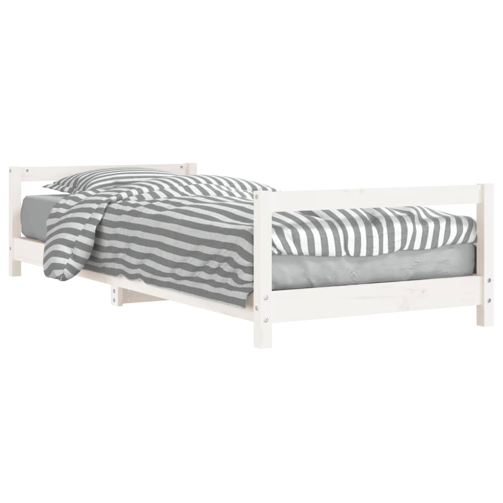 bērnu gultas rāmis, balts, 90x190 cm, priedes masīvkoks