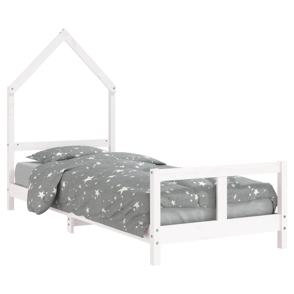 bērnu gultas rāmis, balts, 80x200 cm, priedes masīvkoks