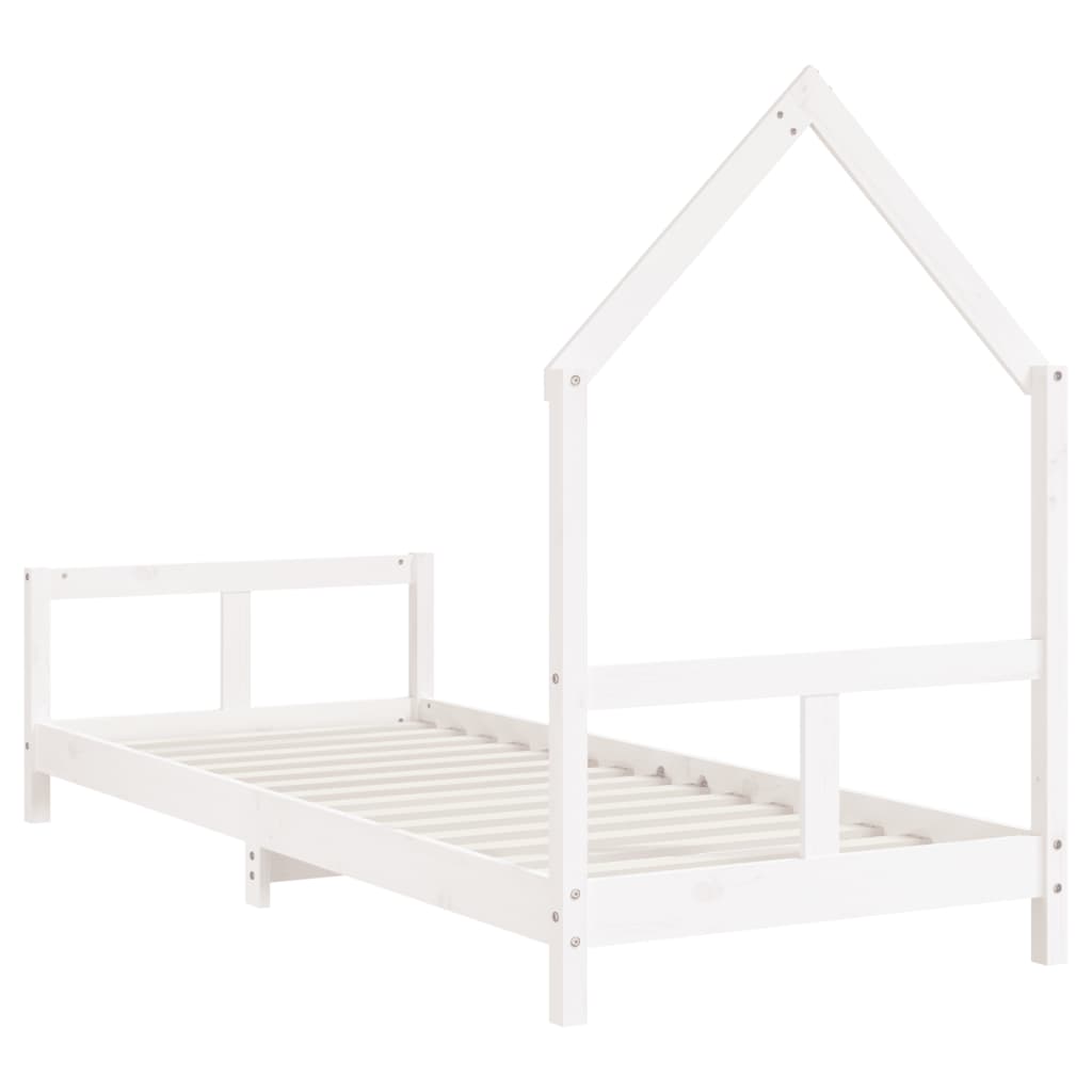 bērnu gultas rāmis, balts, 80x200 cm, priedes masīvkoks