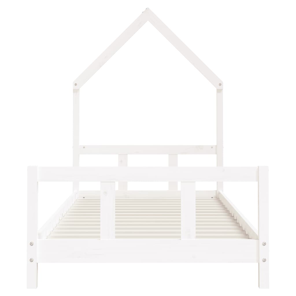 bērnu gultas rāmis, balts, 90x200 cm, priedes masīvkoks