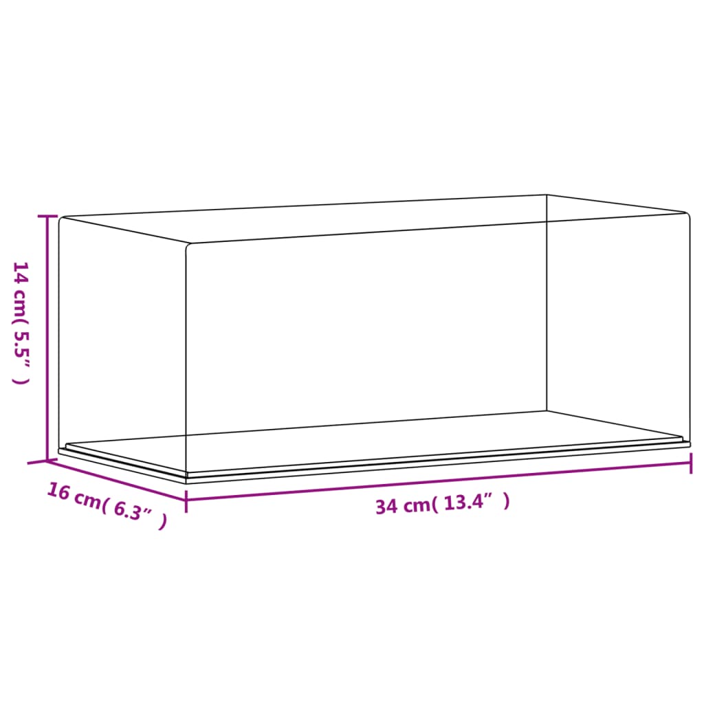 vitrīnas kaste, caurspīdīga, 34x16x14 cm, akrils