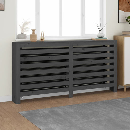 radiator cover, gray, 169x19x84 cm, solid pine wood