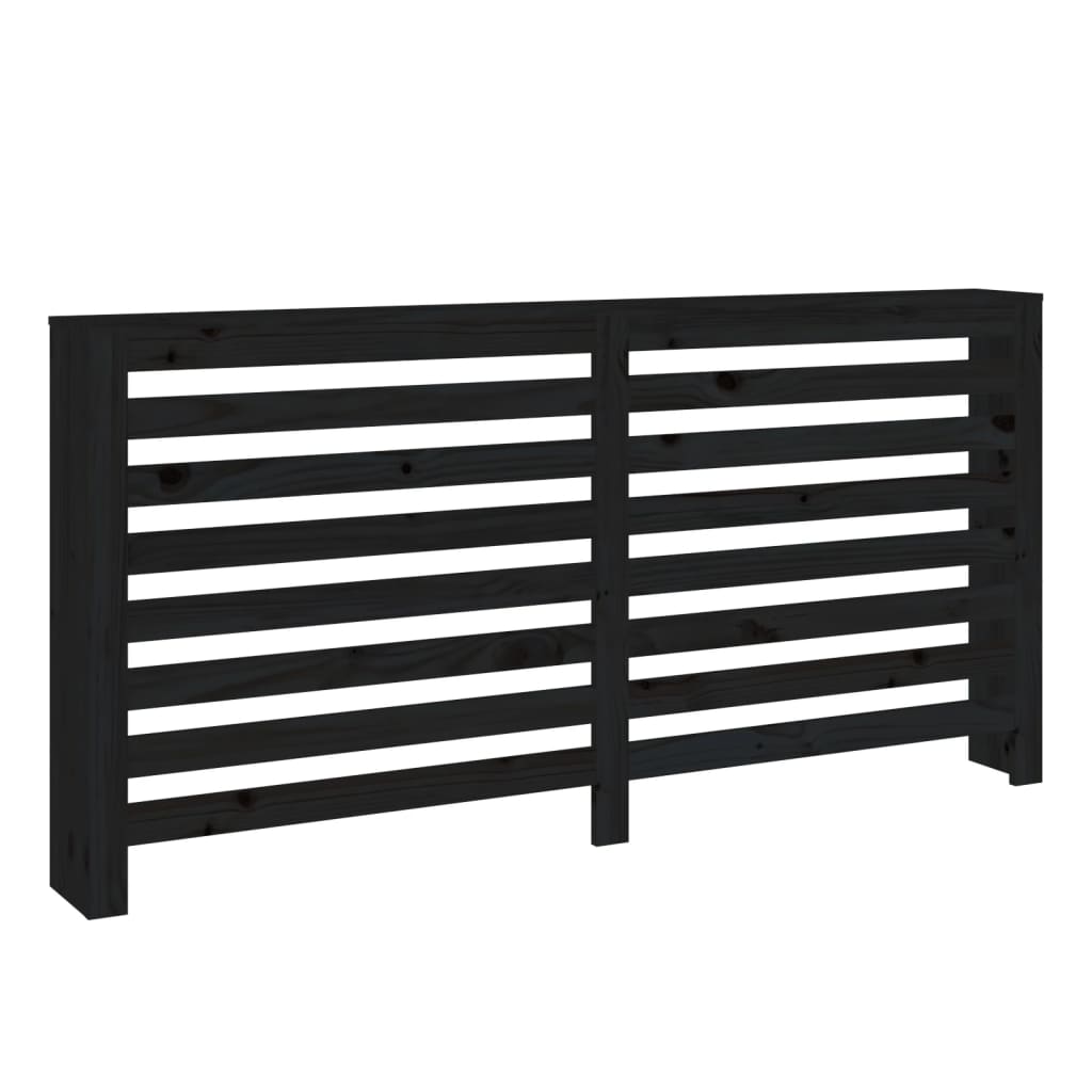 radiator cover, black, 169x19x84 cm, solid pine wood
