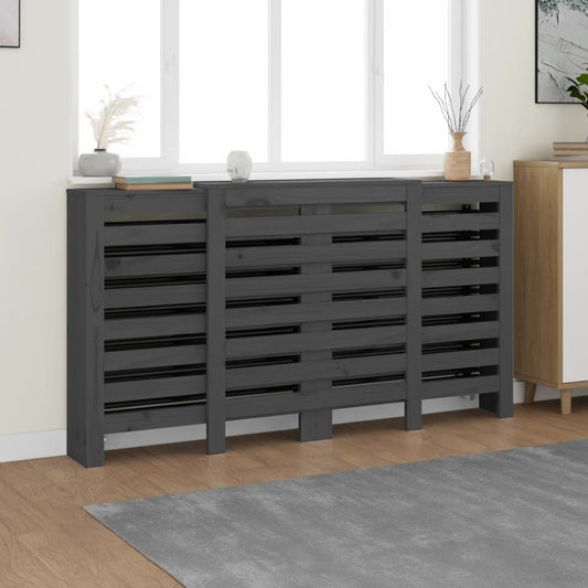 radiator cover, gray, 210x21x85 cm, solid pine wood