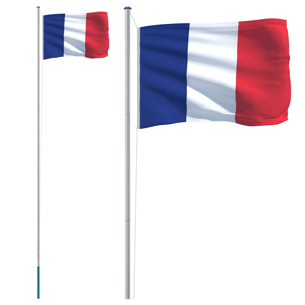 Francijas karogs un masts, 6,23 m, alumīnijs