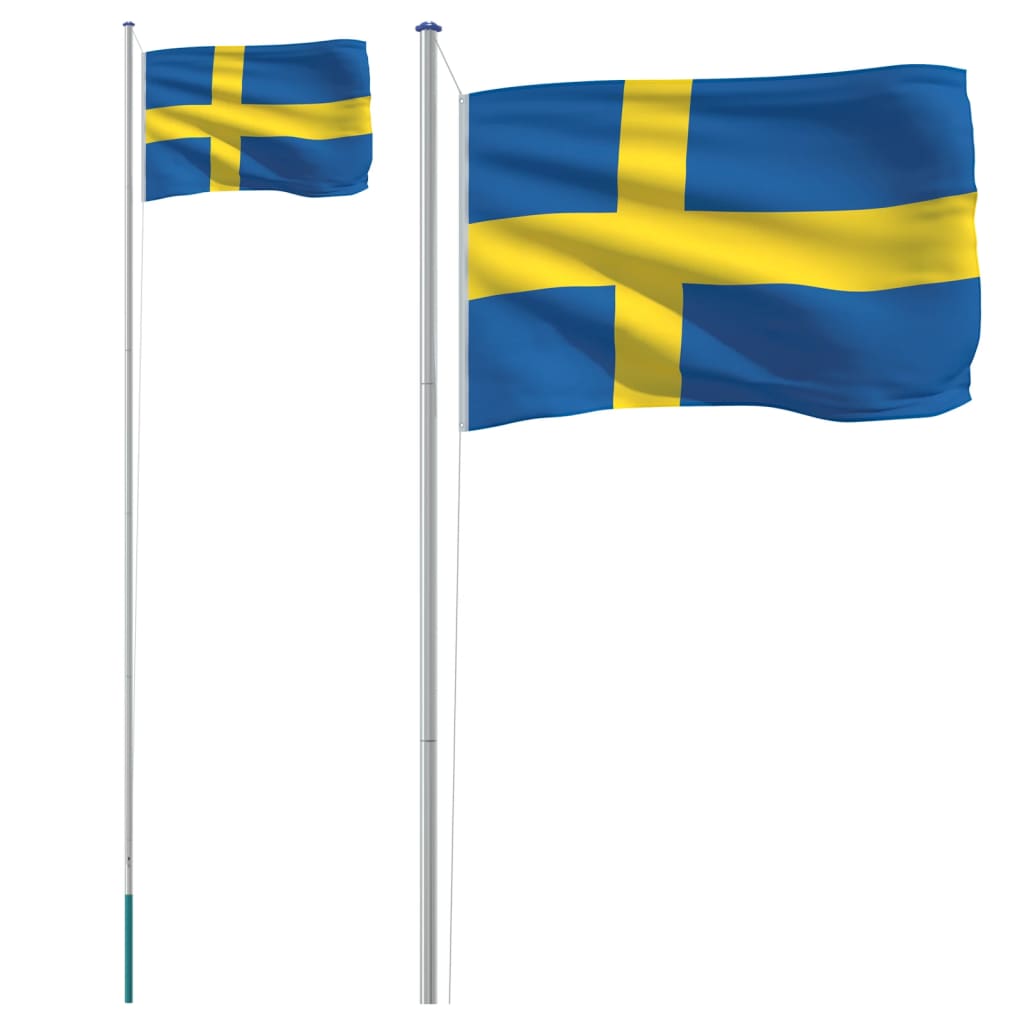 Zviedrijas karogs un masts, 6,23 m, alumīnijs