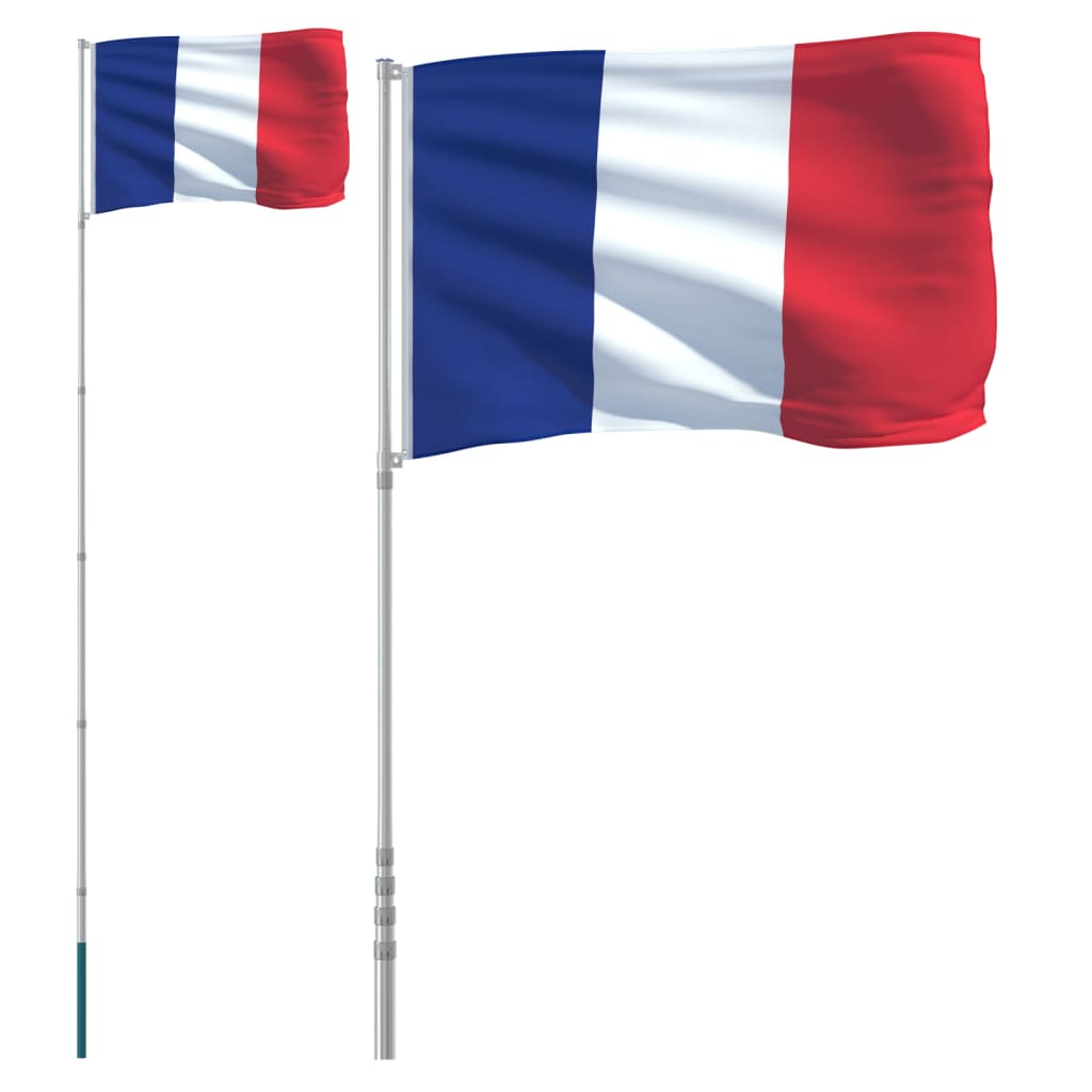 Francijas karogs un masts, 5,55 m, alumīnijs