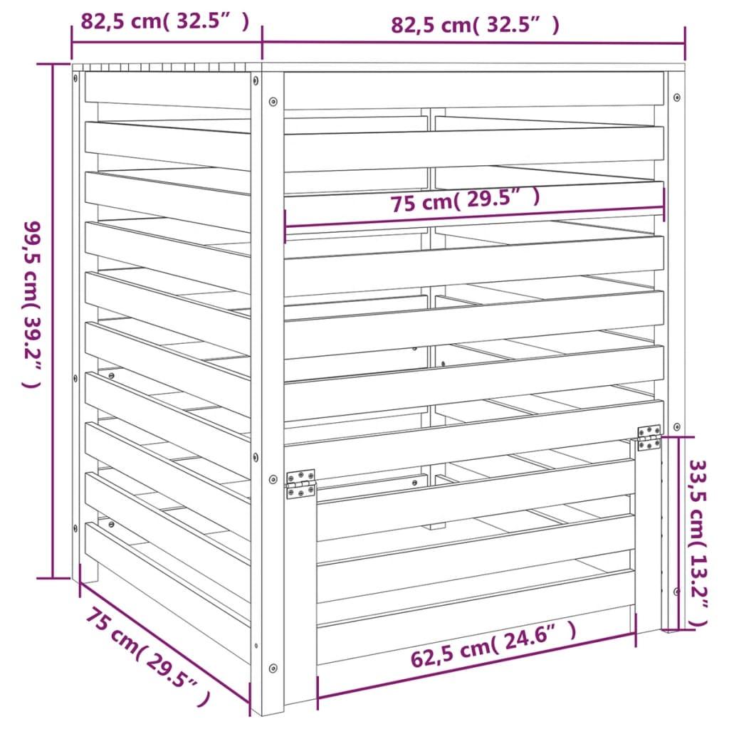 komposta kaste, balta, 82,5x82,5x99,5 cm, priedes masīvkoks - amshop.lv