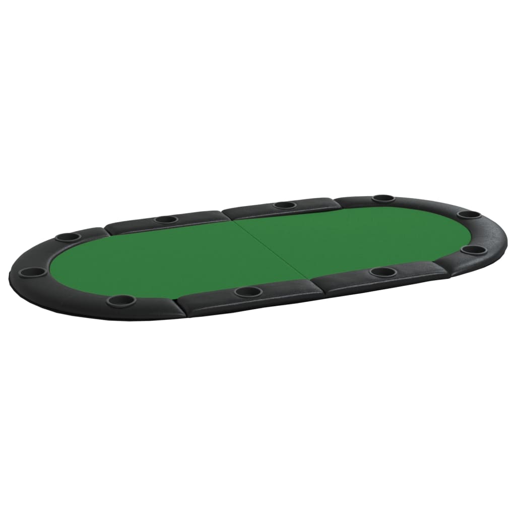 poker table top for 10 persons, foldable, green, 208x106x3 cm