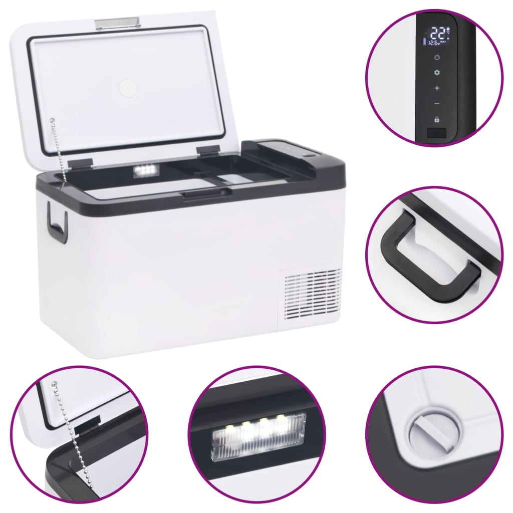 cooler box with handle, white with black, 25 L, PP and PE
