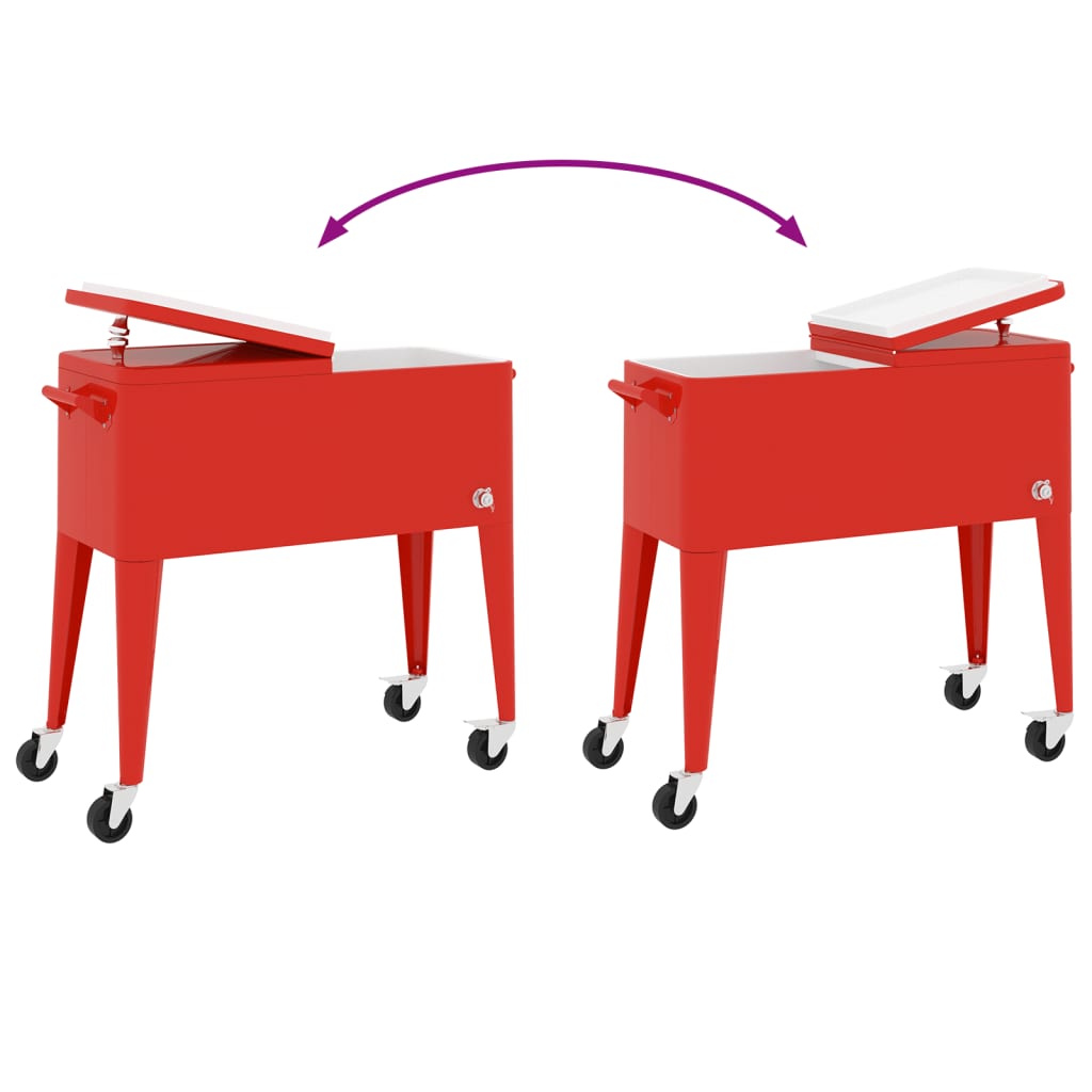 trolley with cooler, red, 92x43x89 cm