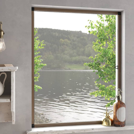 insect screen for window, 80x100 cm, brown aluminum