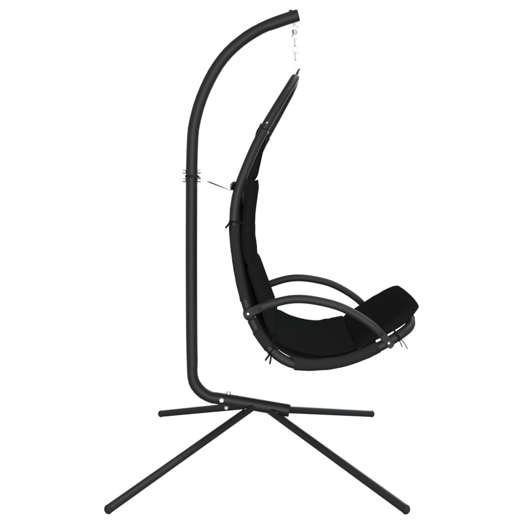 Садовое кресло-качалка с матрасом, черный, ткань Оксфорд, сталь