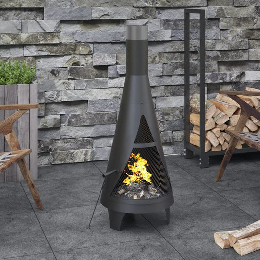 garden stove with crutch, 45x45x122 cm, steel