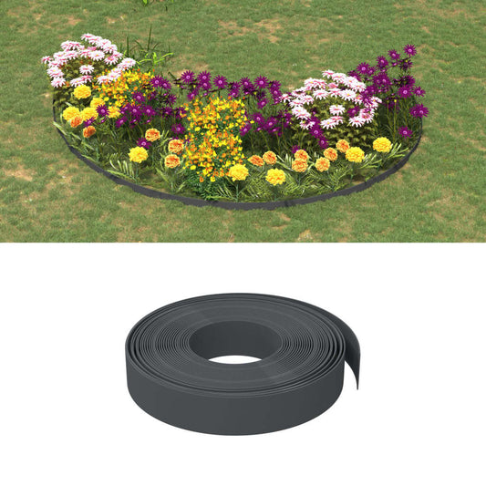 garden borders, 5 pcs., gray, 10 m, 10 cm, polyethylene