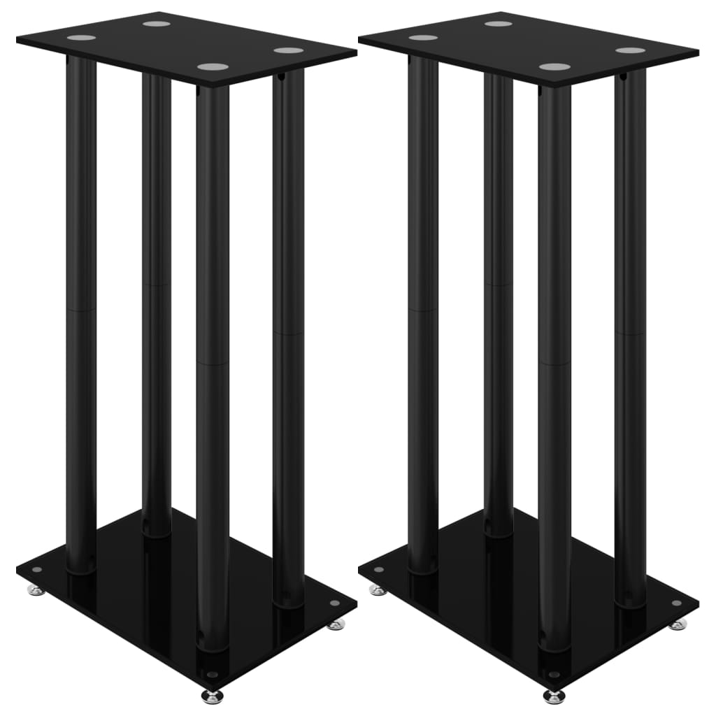 speaker stands, 2 pcs., tempered glass, 4 supports, black
