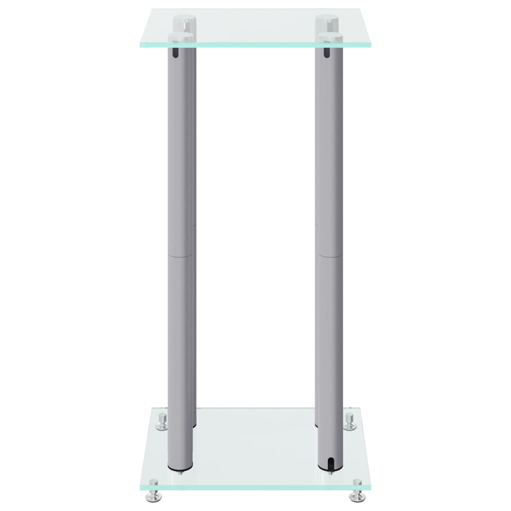 speaker stands, 2 pcs., tempered glass, 4 supports, silver