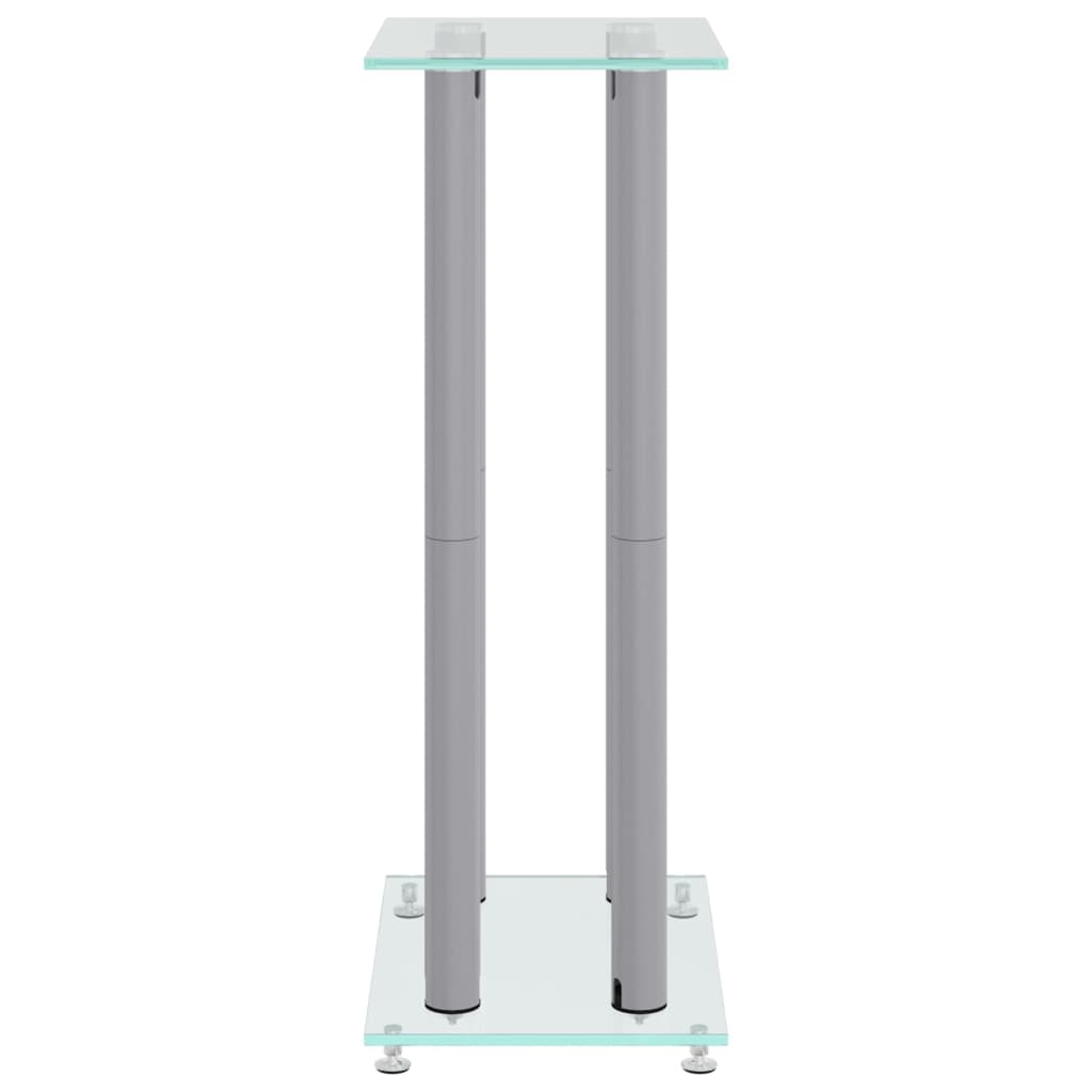 speaker stands, 2 pcs., tempered glass, 4 supports, silver