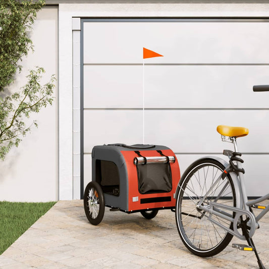 dog bike trailer orange with gray oxford cloth and iron