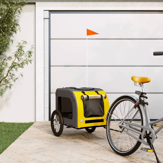 dog bike trailer, yellow with gray, oxford cloth, iron