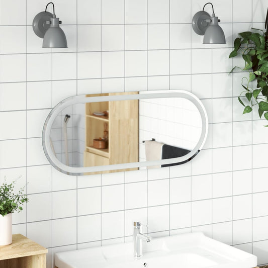 vannasistabas spogulis ar LED, 80x35 cm, ovāls