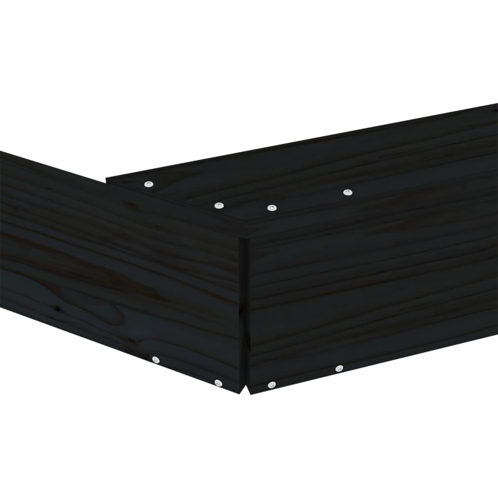 smilšu kaste ar sēdekļiem, melna, astoņstūra forma, priede