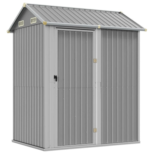 garden shed, light grey, 192x152.5x237 cm, galvanized steel