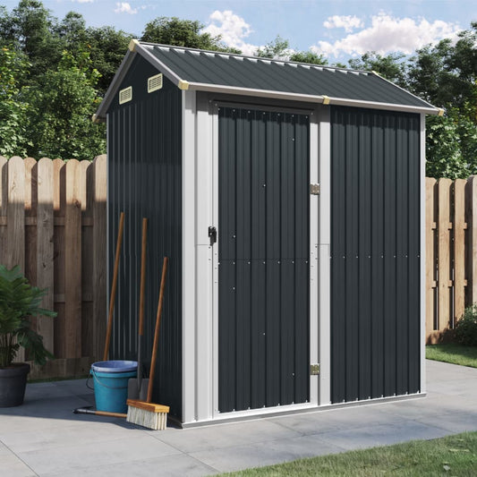 garden shed, anthracite grey, 192x152.5x237 cm, galvanized steel